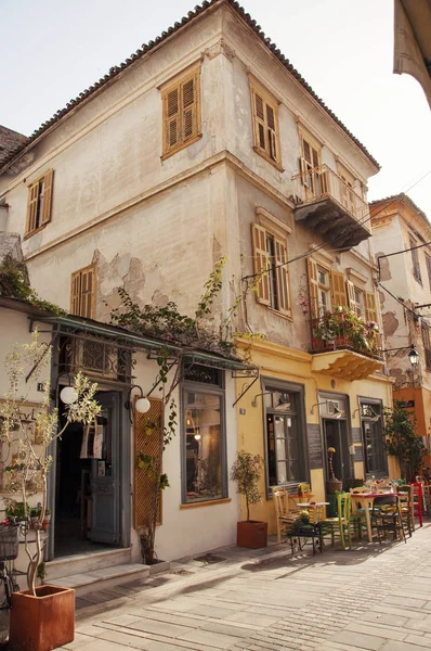 Město Nafplio Řecko 2016 Ulice Barevné Kavárny Městě Náfplio Peloponésu — Stock fotografie