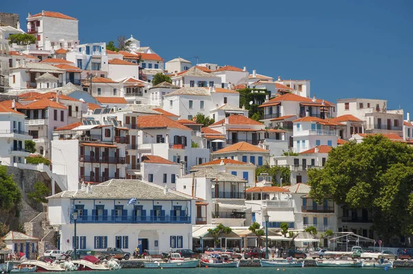 Skópelos Skopelos Island Grekland 2013 Panoramautsikt Över Huvuddelen Skopelos Town — Stockfoto