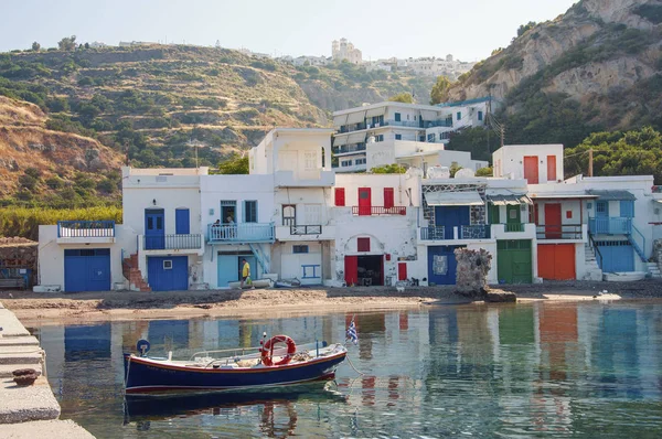 Syrmata Colorful Fishermans Houses Klima Village Milos Island Greece — Stock Photo, Image