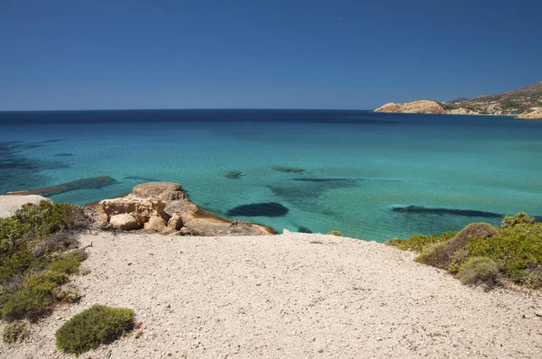 Eaux Turquoise Plage Firiplaka Sur Île Milos Grèce — Photo