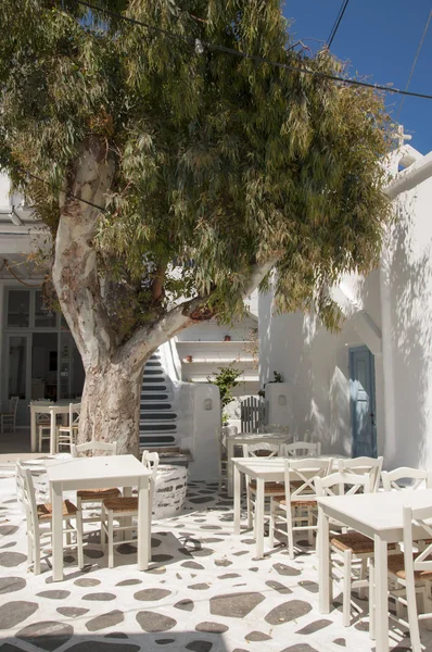 Buiten Deel Van Taverne Straten Van Naxos Stad Het Eiland — Stockfoto
