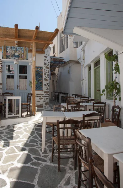 Naxos Stad Griekenland 2017 Buitengedeelte Van Taverna Straten Van Naxos — Stockfoto