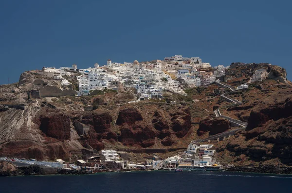 Yunanistan Santorini Adasındaki Oia Kasabasının Üzerinden Deniz Manzarası — Stok fotoğraf