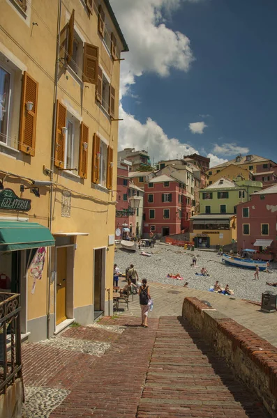 Genova Italia 2018 Villaggio Pescatori Boccadasse Con Affascinanti Edifici Colorati — Foto Stock