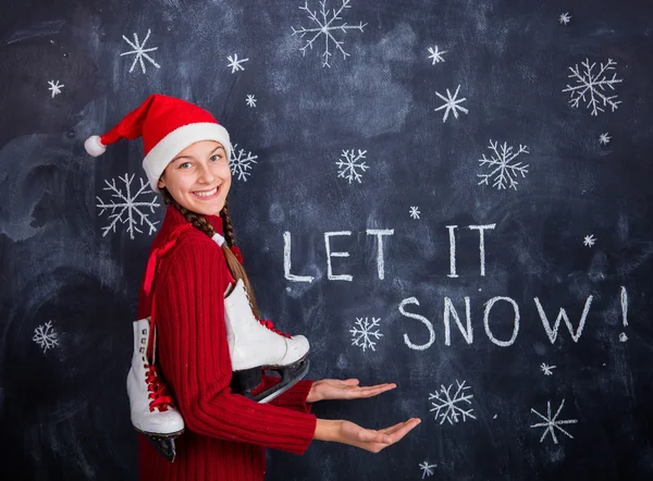 Happy girl - lets it snow — Stock Photo, Image