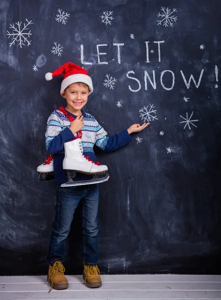Niño feliz - deja que nieve — Foto de Stock