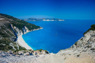 Egzotik Myrtos beach, Kefalonia, Yunanistan.