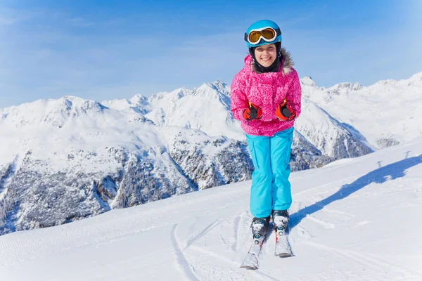 Young skier in winter resort — Stock Photo, Image