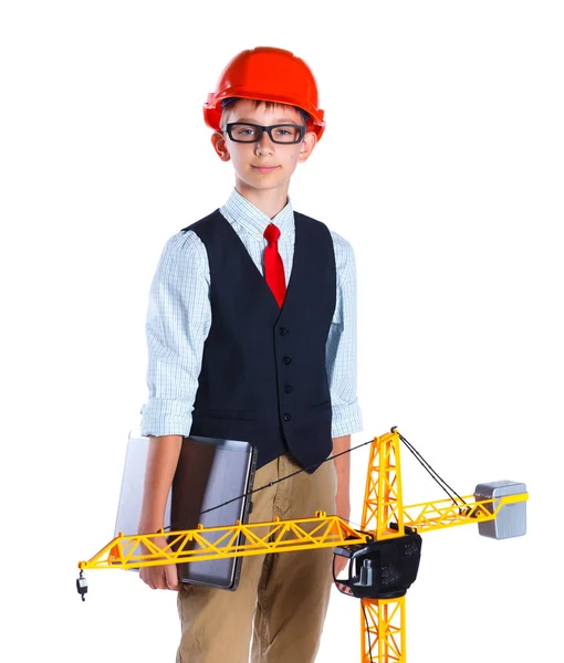 Little builder boy. — Stock Photo, Image