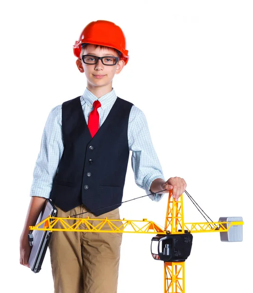 Мальчик-строитель . — стоковое фото