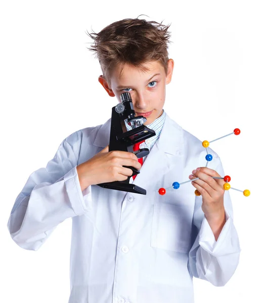 Little boy scientist in the laboratory. — Stock Photo, Image