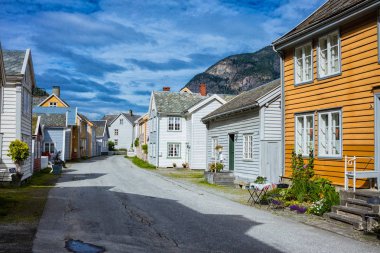 Tipik Norveç balıkçı köyü, Leirdalsyri, Norveç