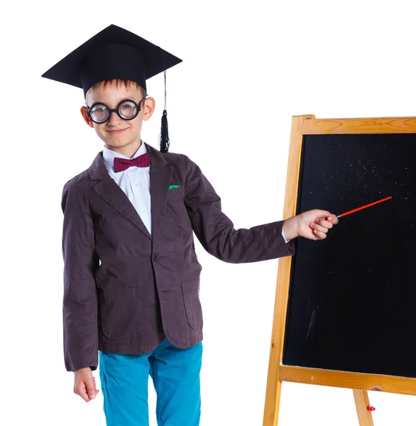 Niño en sombrero académico — Foto de Stock