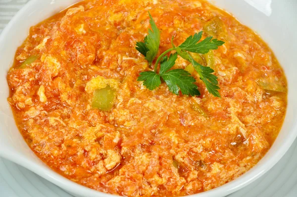 One Most Eaten Dishes Turkish Cuisine Menemen — Stock Photo, Image