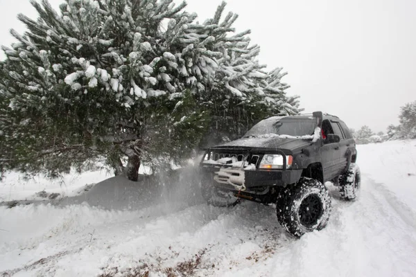 雪の上の Suv — ストック写真