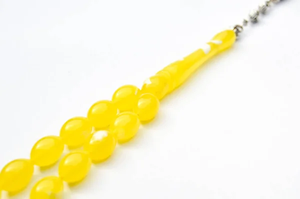 Yellow Silver Beads Sequenced Short Rosary Tespih Tesbih Important Accessory — Stock Photo, Image