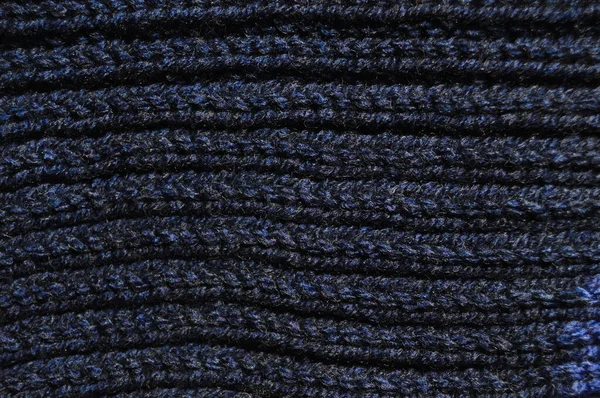 Handmade knitted fabric dark blue wool background texture — 스톡 사진