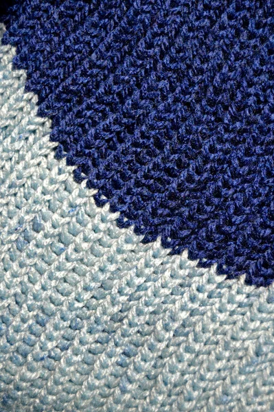 Handmade knitted fabric blue wool background texture — Stock Photo, Image