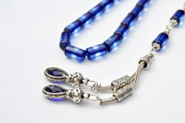 Blue and silver beads sequenced, short rosary, tespih tesbih — 스톡 사진