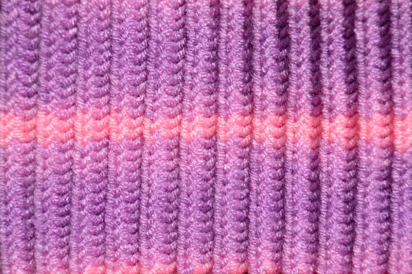 Handmade knitted fabric purple and pink wool background texture — 스톡 사진