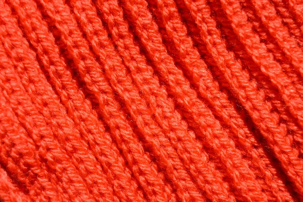 Handmade knitted fabric orange wool background texture — 스톡 사진