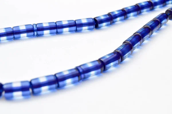 Manik-manik biru diurutkan, rosario pendek, tespih tesbih — Stok Foto