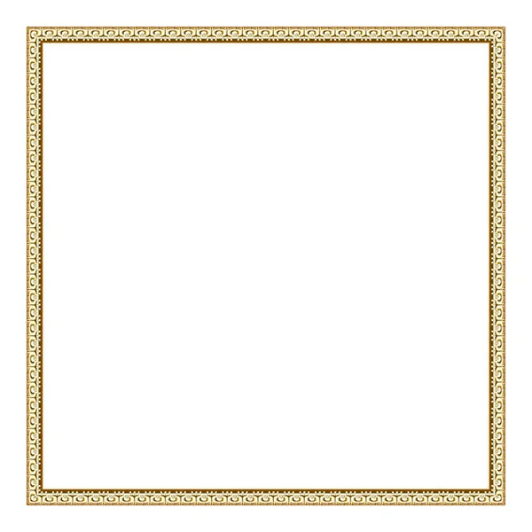 Square Empty Wooden Gold Gilded Frame Isolated White Background — Stock Photo, Image