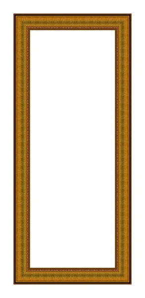 白色底座上孤立的矩形空木制镀金框 — 图库照片