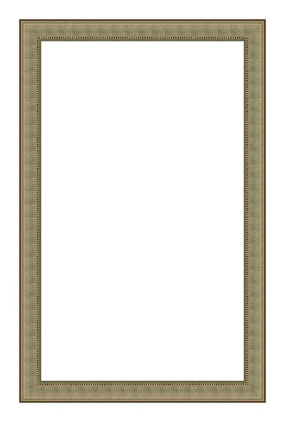 Rectangular Empty Wooden Silver Gilded Frame Isolated White Background — Stock Photo, Image