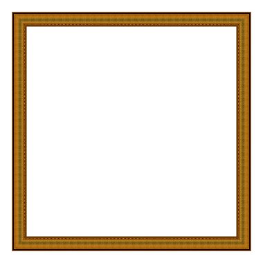 Kare boş ahşap ve altın yaldızlı çerçeve beyaz arkaplanda izole