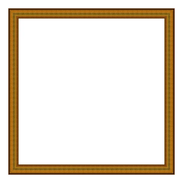Kwadrat Puste Drewniane Złote Pozłacane Ramki Izolowane Białym Tle — Zdjęcie stockowe
