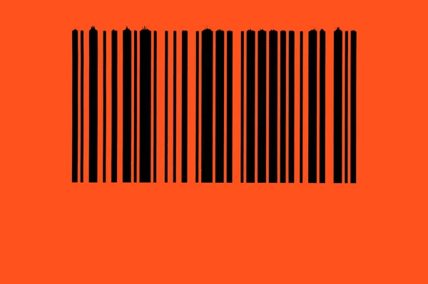 Aufkleber Barcode Papier Orange Und Schwarz Klebriger Barcode Schwarz Und — Stockfoto