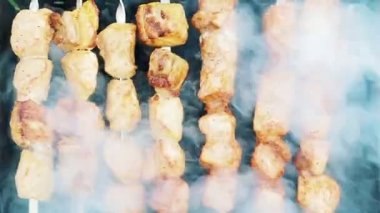 açık havada mangal şiş üzerinde kavurma Barbekü Şaşlık et pişirme