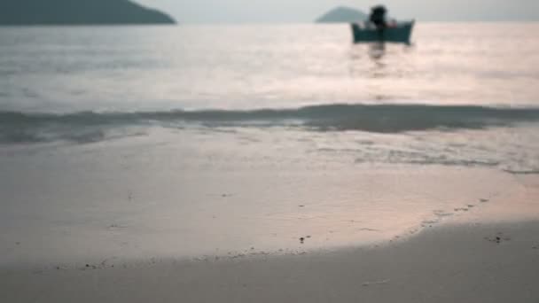 3 in 1 video. Fishing boat in the evening sea — Stock Video