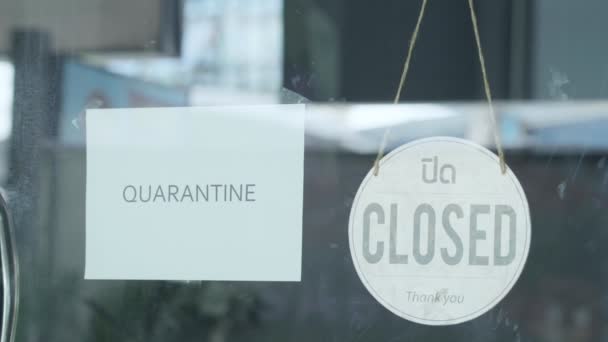 Cafetería cerrada o restaurante para cuarentena — Vídeo de stock