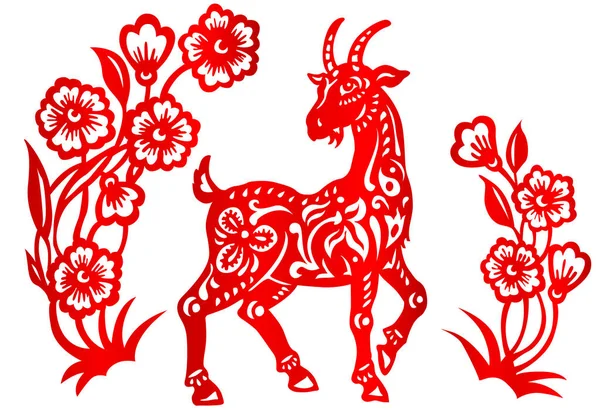 Segno zodiacale per l'anno della capra — Vettoriale Stock
