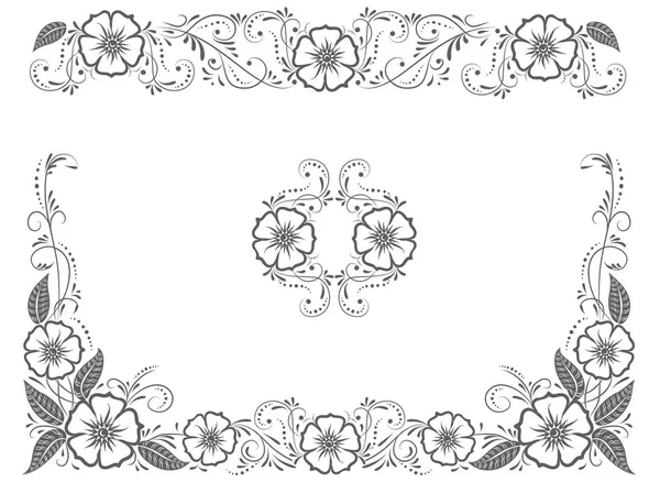 Elegante marco floral vintage — Vector de stock
