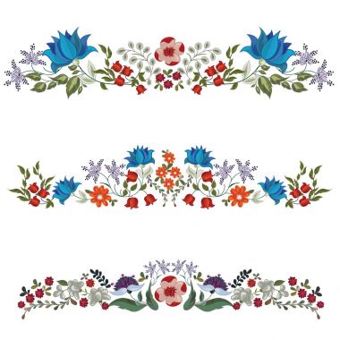 Parlak çiçekler ile dekoratif çiçek kenarlık kümesi