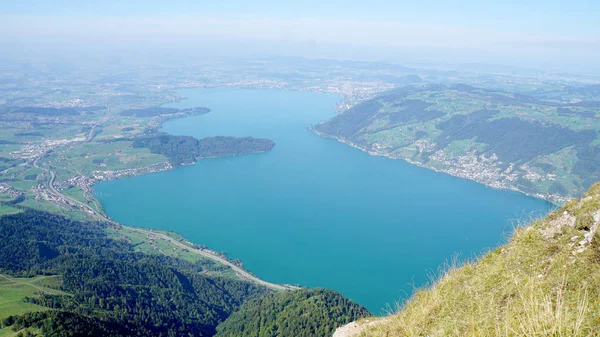 Vista Monte Rigi Lago Zug Centro Suíça Grande Lago Com — Fotografia de Stock