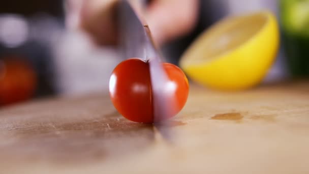 요리 샐러드 시퀀스입니다. 야채 테이블-상단 — 비디오