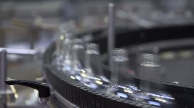 Cam şişe fabrikası. Konveyör bant. Portre