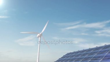 güneş panelleri ve rüzgar türbinleri. Panelleri Rüzgar güç, yeşil ücretsiz net enerji hücre.