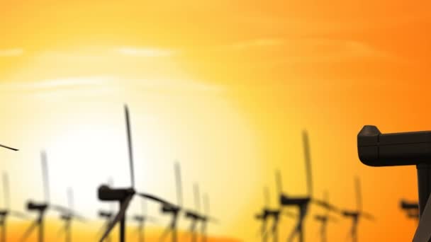 Вітроенергетичні турбіни є одним з найчистіших відновлюваних джерел енергії — стокове відео