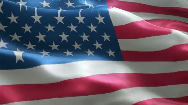 Mávání vlajkami USA ve větru na pozadí bezešvé opakování animace — Stock video