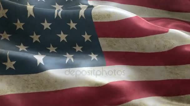 USA flag vinker i vinden baggrund animation problemfri looping – Stock-video