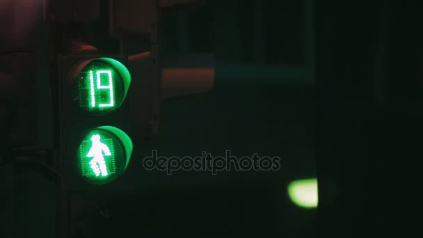 Ampeln leuchten grün-gelb. Grüne und rote Glühbirnen blinken in Ampel — Stockvideo