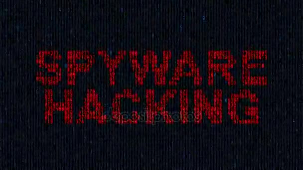 Hacker blokování počítač, zatímco modré kód znaky v tmavých webu. počítačový virus — Stock video