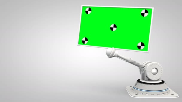 백색 로봇 팔 보류 및 이동 녹색 화면 — 비디오