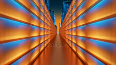 Gelecekte sanal Metropolis hava uçuş Siber uzayda teknoloji kenti