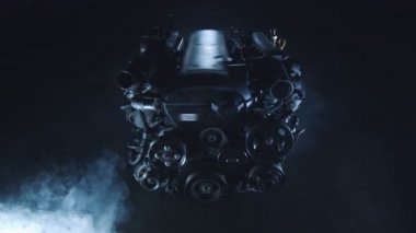 Bir içten yanmalı motor araba ile modern teknolojik koyu arka plan